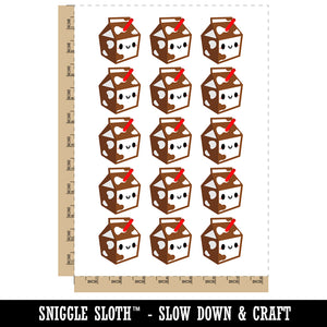 Cute Kawaii Chocolate Milk Carton Temporary Tattoo Water Resistant Fake Body Art Set Collection (1 Sheet)