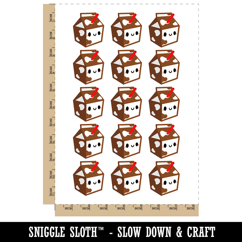 Cute Kawaii Chocolate Milk Carton Temporary Tattoo Water Resistant Fake Body Art Set Collection (1 Sheet)