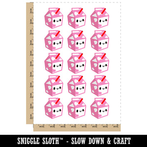Cute Kawaii Strawberry Milk Carton Temporary Tattoo Water Resistant Fake Body Art Set Collection (1 Sheet)