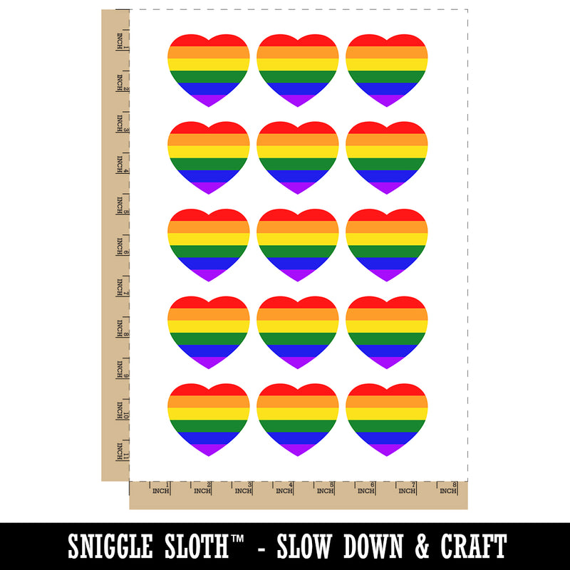 Rainbow Heart LGBTQ Love Temporary Tattoo Water Resistant Fake Body Art Set Collection (1 Sheet)