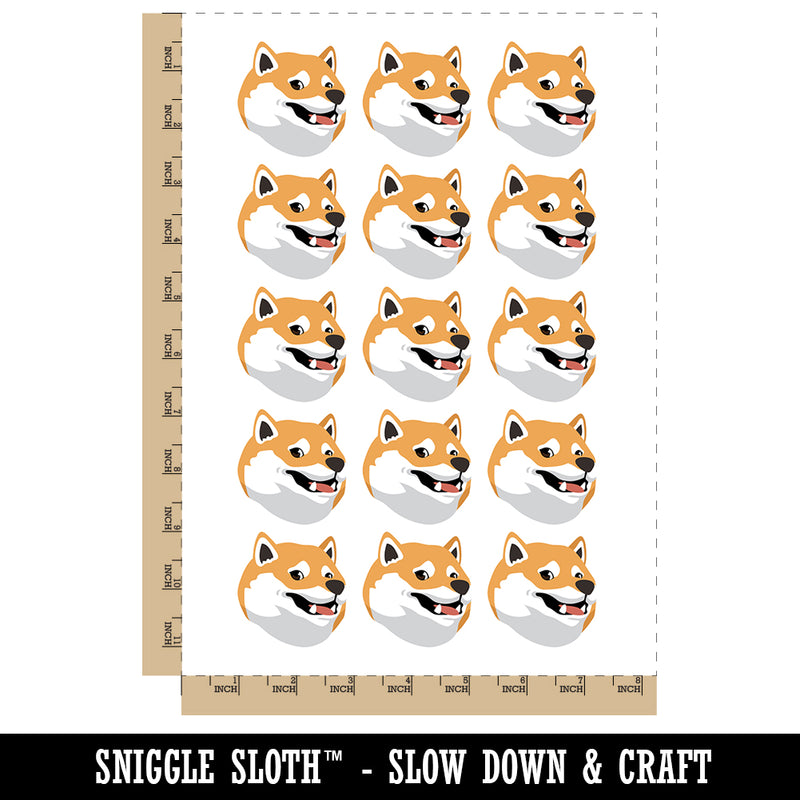 Side Eye Shiba Inu Smiling Dog Temporary Tattoo Water Resistant Fake Body Art Set Collection (1 Sheet)