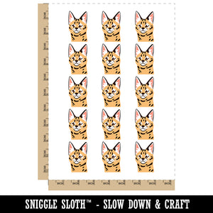 Curious Savannah Cat Serval Temporary Tattoo Water Resistant Fake Body Art Set Collection (1 Sheet)