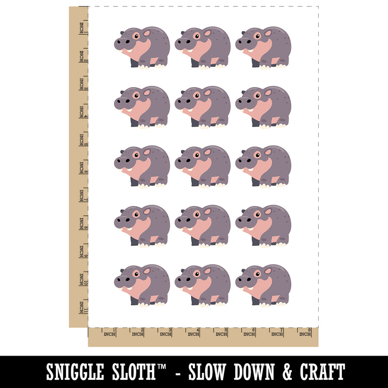 Cute Chubby Baby Hippo Hippopotamus Temporary Tattoo Water Resistant Fake Body Art Set Collection (1 Sheet)