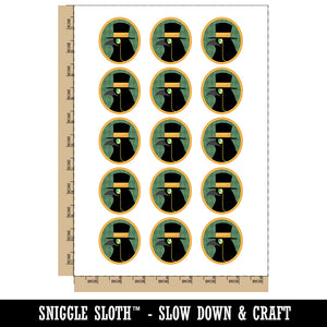 Fancy Raven Bird with Top Hat Monocle Temporary Tattoo Water Resistant Fake Body Art Set Collection (1 Sheet)