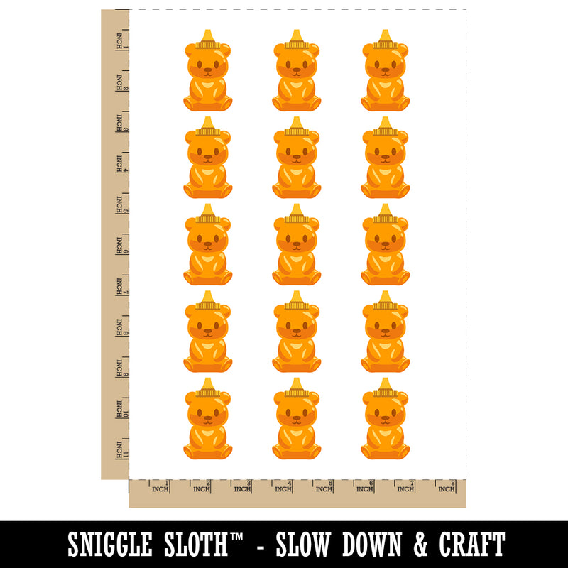Honey Bottle Bear with Cap Temporary Tattoo Water Resistant Fake Body Art Set Collection (1 Sheet)