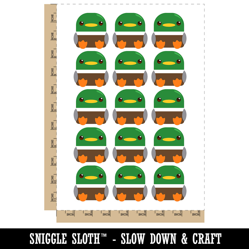Cute Round Mallard Duck Temporary Tattoo Water Resistant Fake Body Art Set Collection (1 Sheet)
