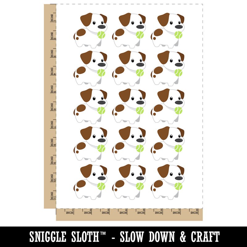 Tennis Ball Jack Russell Terrier Dog Puppy Temporary Tattoo Water Resistant Fake Body Art Set Collection (1 Sheet)