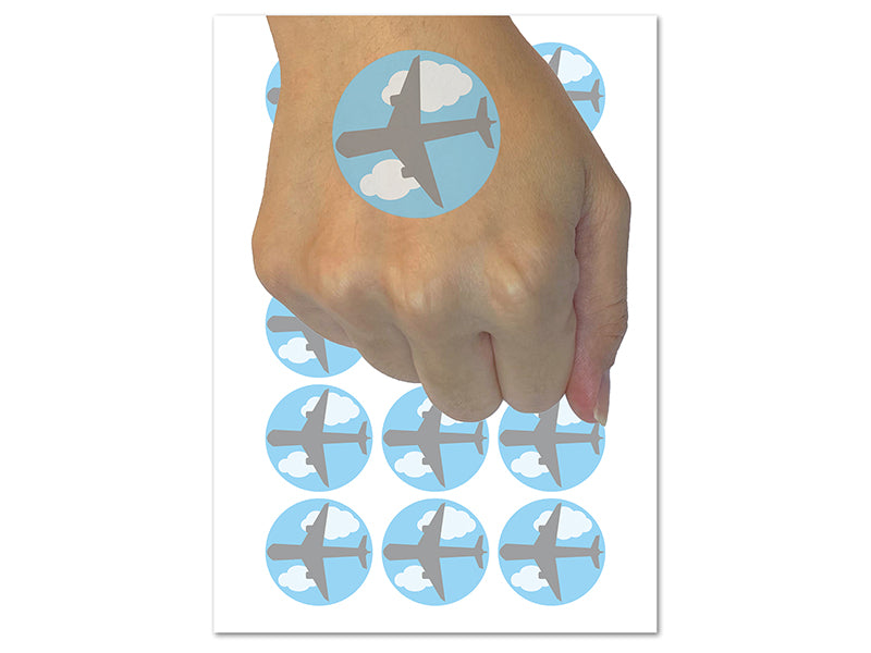Airplane Solid Vacation Temporary Tattoo Water Resistant Fake Body Art Set Collection (1 Sheet)