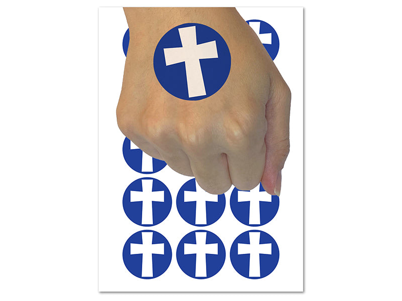 Cross Angled Christian Church Religion Temporary Tattoo Water Resistant Fake Body Art Set Collection (1 Sheet)