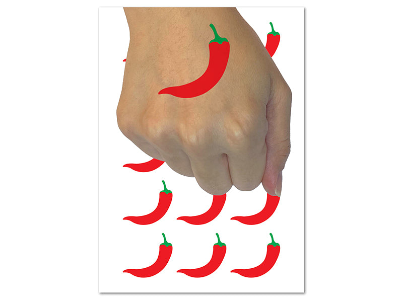 Chili Pepper Southwestern Temporary Tattoo Water Resistant Fake Body Art Set Collection (1 Sheet)