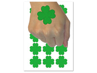 Four Leaf Clover Lucky Solid Temporary Tattoo Water Resistant Fake Body Art Set Collection (1 Sheet)