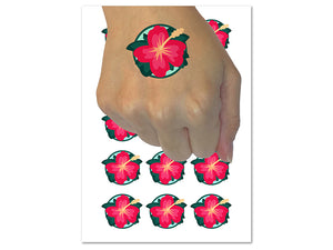 Hibiscus Hawaii Tropical Flower Temporary Tattoo Water Resistant Fake Body Art Set Collection (1 Sheet)