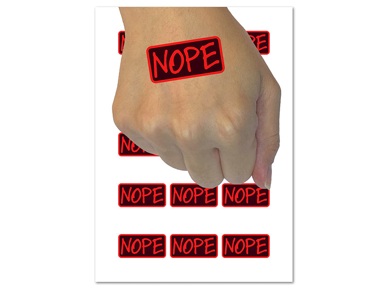 Nope Text Temporary Tattoo Water Resistant Fake Body Art Set Collection (1 Sheet)