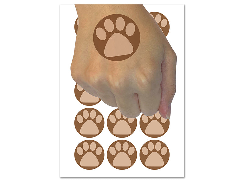 Paw Print Solid Temporary Tattoo Water Resistant Fake Body Art Set Collection (1 Sheet)