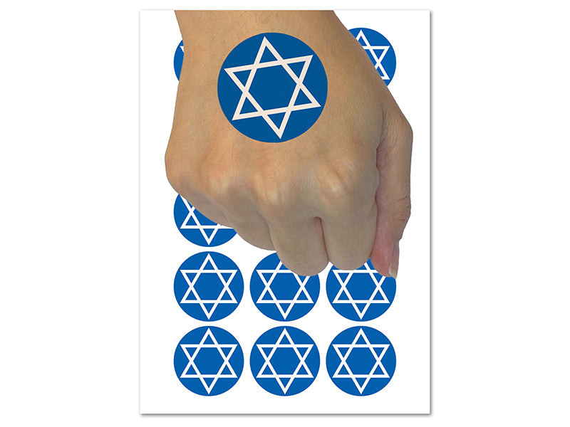 Star of David Jewish Temporary Tattoo Water Resistant Fake Body Art Set Collection (1 Sheet)