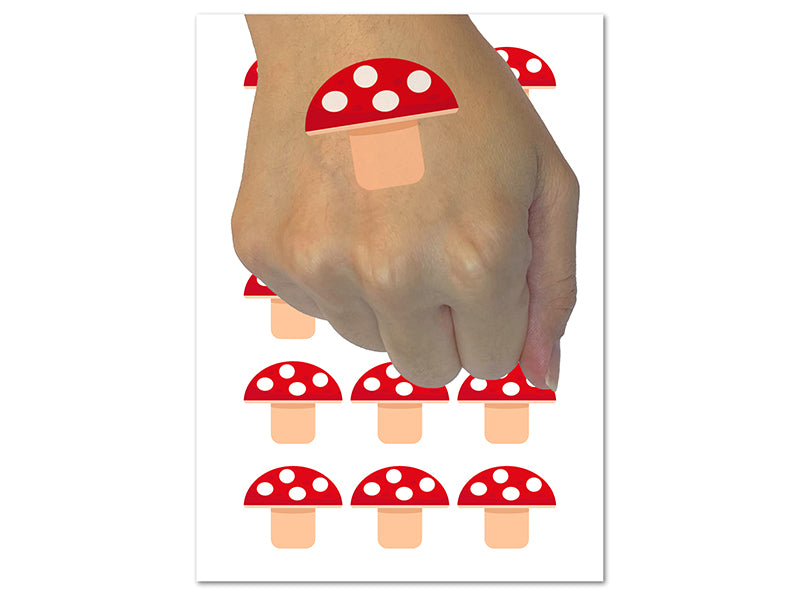 Toadstool Mushroom Temporary Tattoo Water Resistant Fake Body Art Set Collection (1 Sheet)