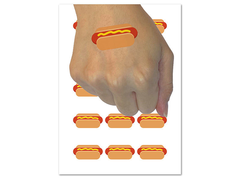 Yummy Hot Dog Temporary Tattoo Water Resistant Fake Body Art Set Collection (1 Sheet)