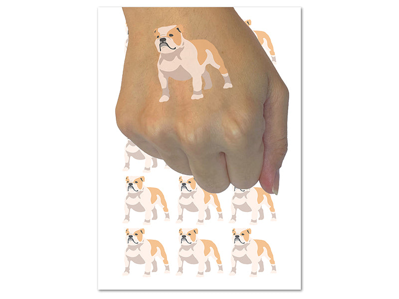 Bulldog English British Dog Solid Temporary Tattoo Water Resistant Fake Body Art Set Collection (1 Sheet)