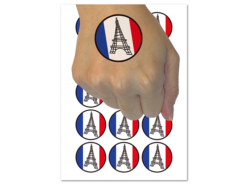 Eiffel Tower Paris France Doodle Temporary Tattoo Water Resistant Fake Body Art Set Collection (1 Sheet)