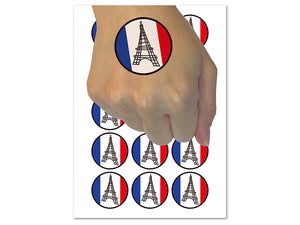 Eiffel Tower Paris France Doodle Temporary Tattoo Water Resistant Fake Body Art Set Collection (1 Sheet)
