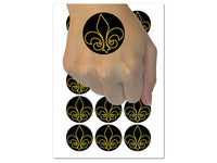 Fleur de Lis Outline Temporary Tattoo Water Resistant Fake Body Art Set Collection (1 Sheet)