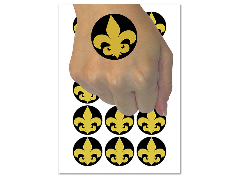 Fleur de Lis Solid Temporary Tattoo Water Resistant Fake Body Art Set Collection (1 Sheet)