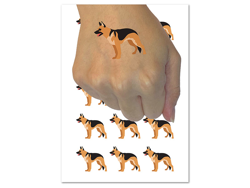 German Shepherd Dog Solid Temporary Tattoo Water Resistant Fake Body Art Set Collection (1 Sheet)