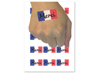 Merci Thank You French Temporary Tattoo Water Resistant Fake Body Art Set Collection (1 Sheet)