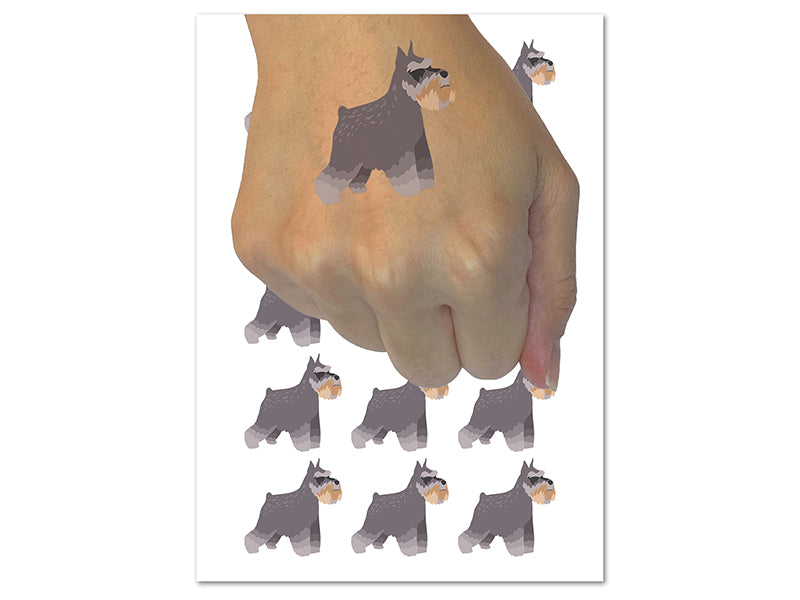 Miniature Schnauzer Dog Solid Temporary Tattoo Water Resistant Fake Body Art Set Collection (1 Sheet)