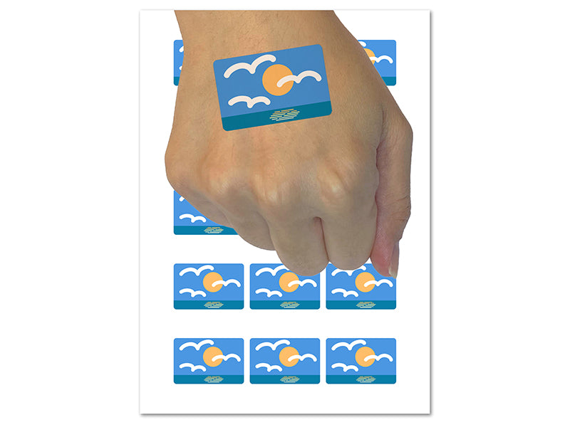 Simple Seagulls Birds Temporary Tattoo Water Resistant Fake Body Art Set Collection (1 Sheet)