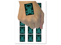 Skull and Crossbones Outline Temporary Tattoo Water Resistant Fake Body Art Set Collection (1 Sheet)