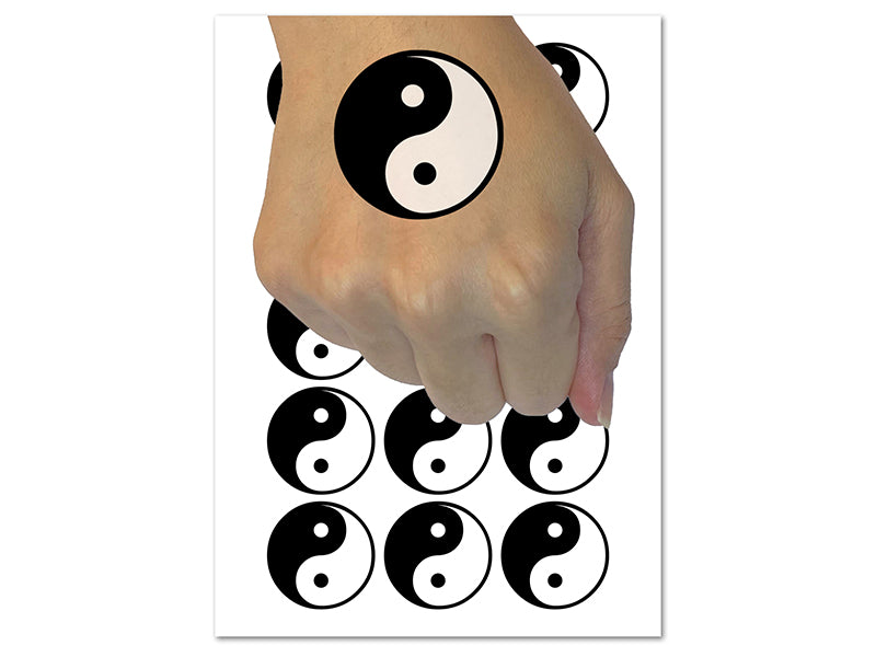 Yin and Yang Symbol Temporary Tattoo Water Resistant Fake Body Art Set Collection (1 Sheet)