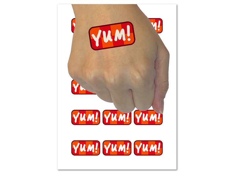 Yum Food Cooking Fun Text Temporary Tattoo Water Resistant Fake Body Art Set Collection (1 Sheet)