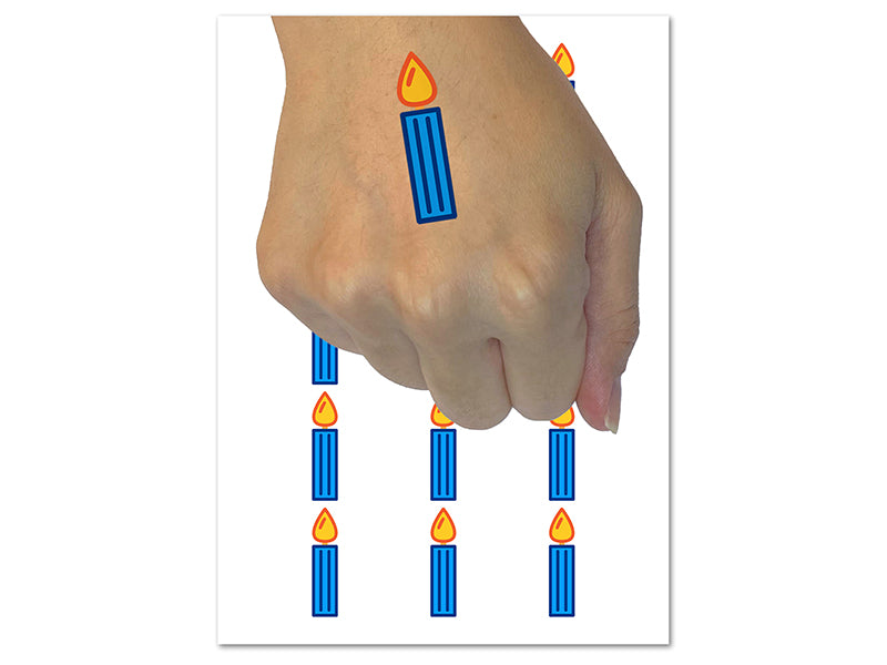 Birthday Candle Single Temporary Tattoo Water Resistant Fake Body Art Set Collection (1 Sheet)