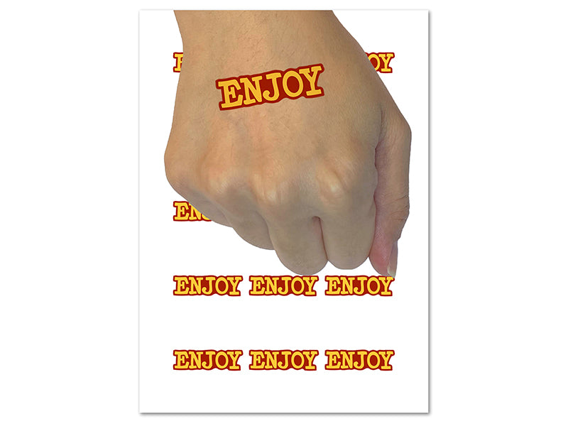Enjoy Fun Text Temporary Tattoo Water Resistant Fake Body Art Set Collection (1 Sheet)