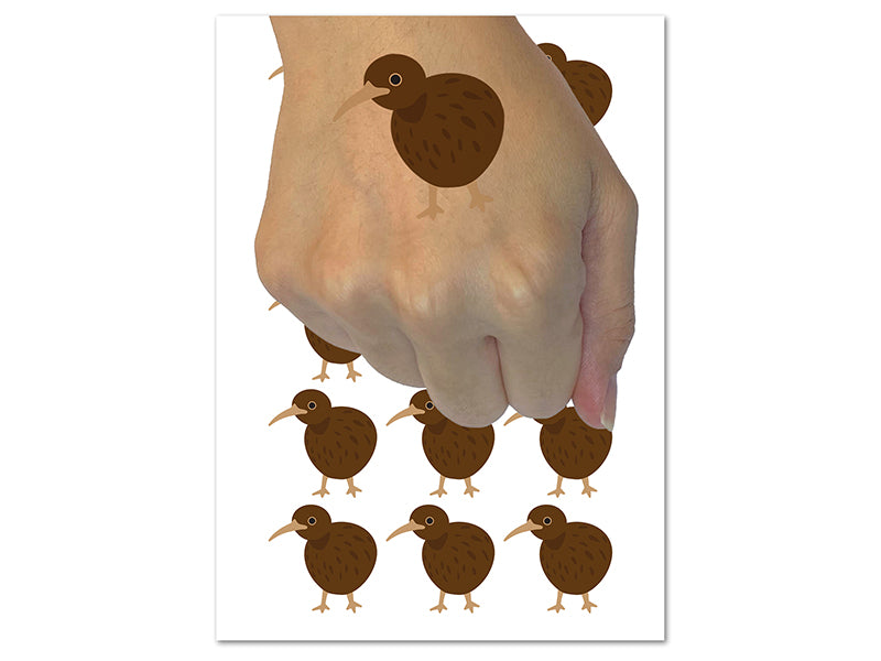 Kiwi Bird Solid Temporary Tattoo Water Resistant Fake Body Art Set Collection (1 Sheet)