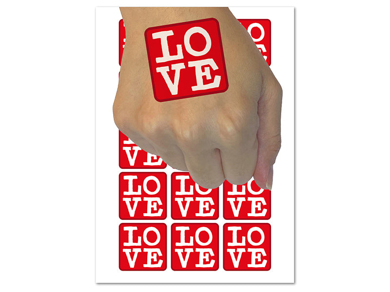 Love Text Stacked Temporary Tattoo Water Resistant Fake Body Art Set Collection (1 Sheet)