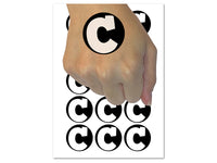 Letter C Uppercase Fun Bold Font Temporary Tattoo Water Resistant Fake Body Art Set Collection (1 Sheet)