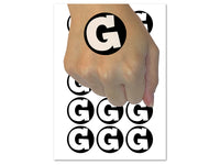 Letter G Uppercase Fun Bold Font Temporary Tattoo Water Resistant Fake Body Art Set Collection (1 Sheet)