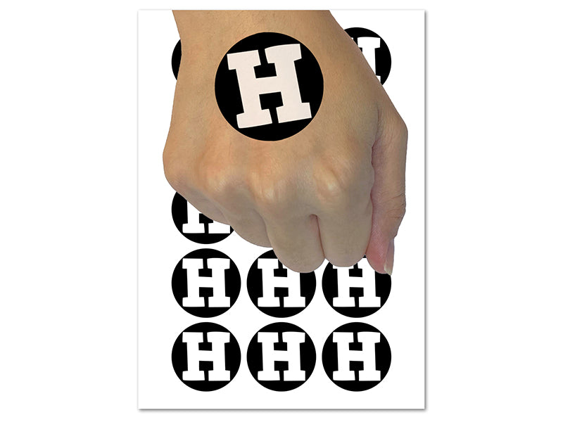 Letter H Uppercase Fun Bold Font Temporary Tattoo Water Resistant Fake Body Art Set Collection (1 Sheet)