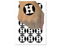 Letter H Uppercase Fun Bold Font Temporary Tattoo Water Resistant Fake Body Art Set Collection (1 Sheet)