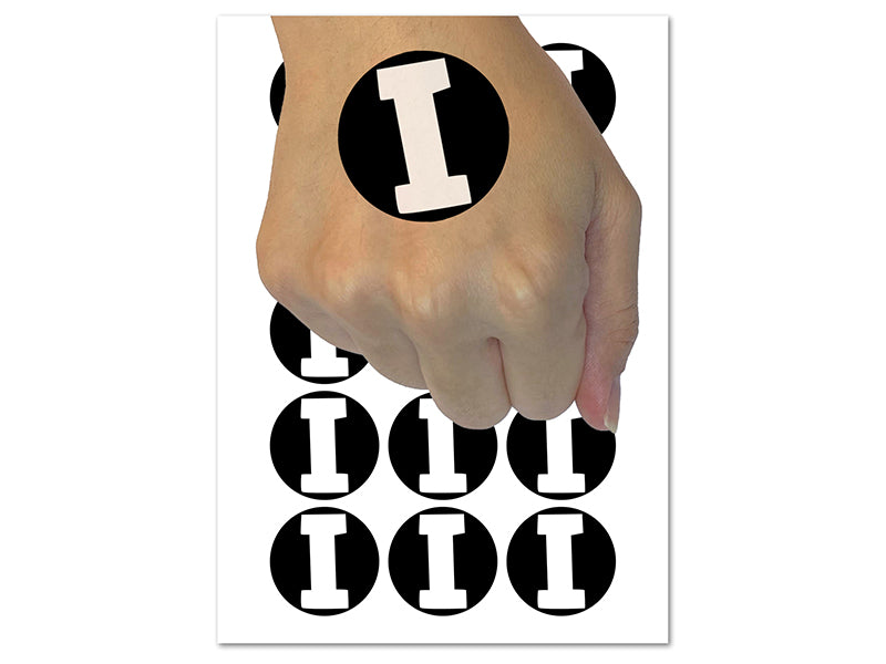 Letter I Uppercase Fun Bold Font Temporary Tattoo Water Resistant Fake Body Art Set Collection (1 Sheet)