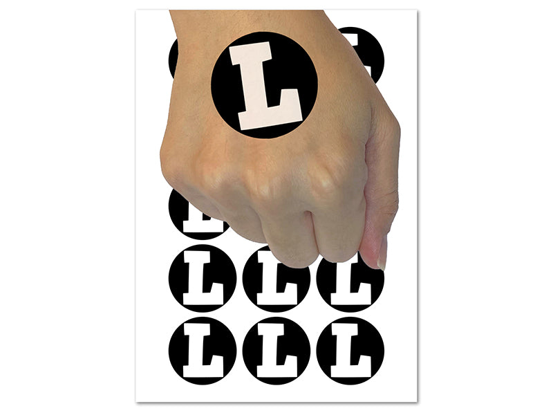 Letter L Uppercase Fun Bold Font Temporary Tattoo Water Resistant Fake Body Art Set Collection (1 Sheet)