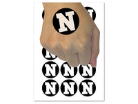 Letter N Uppercase Fun Bold Font Temporary Tattoo Water Resistant Fake Body Art Set Collection (1 Sheet)
