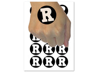 Letter R Uppercase Fun Bold Font Temporary Tattoo Water Resistant Fake Body Art Set Collection (1 Sheet)
