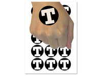 Letter T Uppercase Fun Bold Font Temporary Tattoo Water Resistant Fake Body Art Set Collection (1 Sheet)