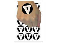 Letter V Uppercase Fun Bold Font Temporary Tattoo Water Resistant Fake Body Art Set Collection (1 Sheet)