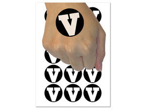 Letter V Uppercase Fun Bold Font Temporary Tattoo Water Resistant Fake Body Art Set Collection (1 Sheet)