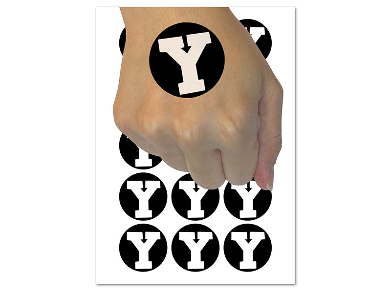 Letter Y Uppercase Fun Bold Font Temporary Tattoo Water Resistant Fake Body Art Set Collection (1 Sheet)