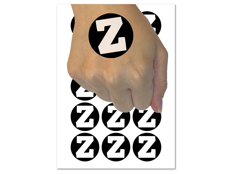 Letter Z Uppercase Fun Bold Font Temporary Tattoo Water Resistant Fake Body Art Set Collection (1 Sheet)
